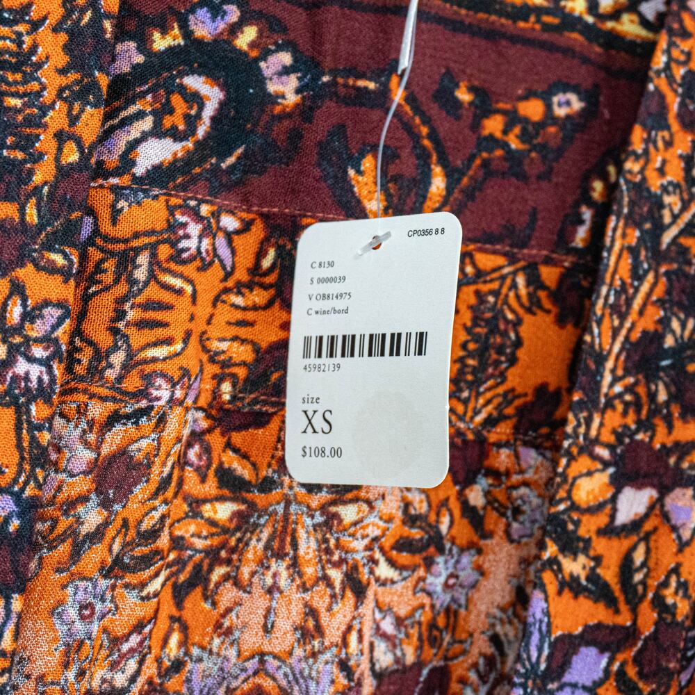 Free People Boho Paisley Kimono Cardigan vest open front sz XS - Picture 7 of 10